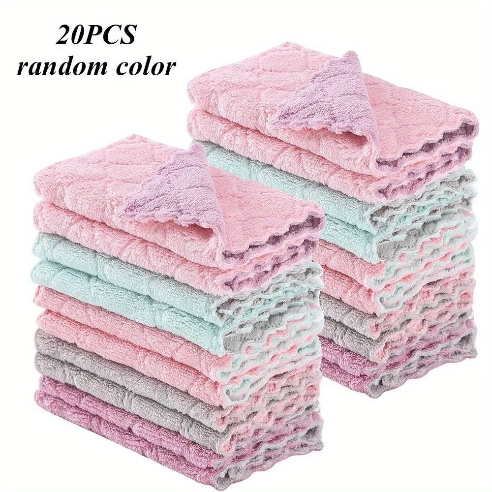 10/20pcs Kitchen Towels And Dishcloths Rag Set Small Dish Towels For Washing Dishes Dish Rags For Cooking Baking-Random Color