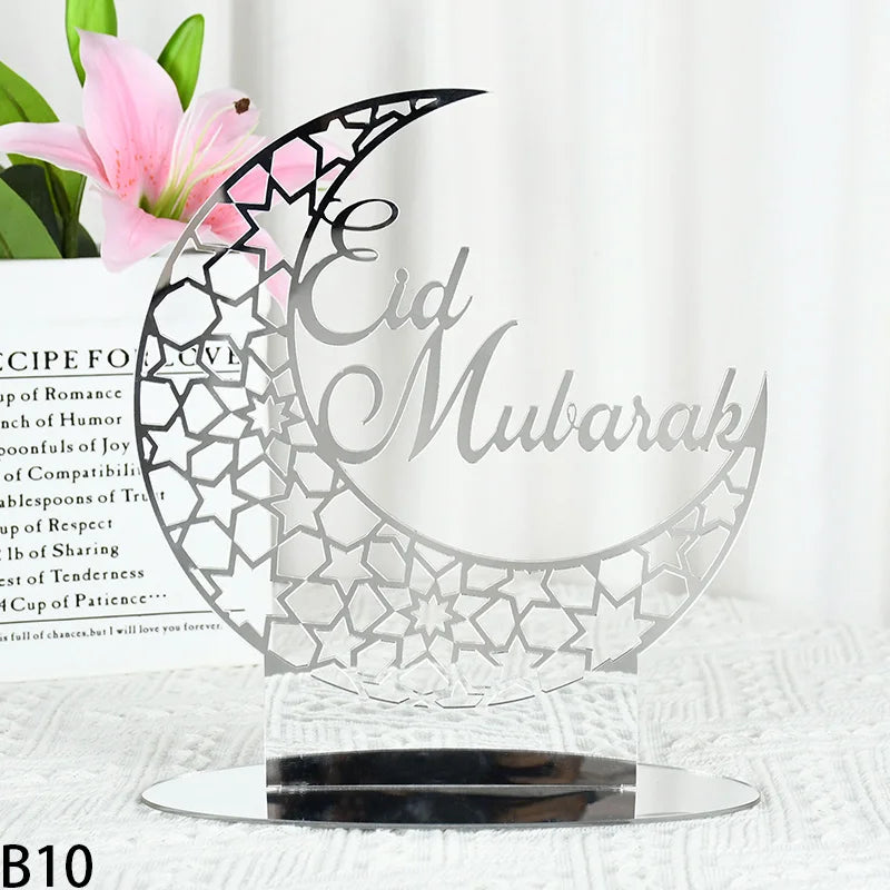 Eid Mubarak Table Ornaments Gold Star Moon Ramadan Kareem Home Decoration 2024 Islamic Muslim Home Party Decor Eid Al-fitr Gifts