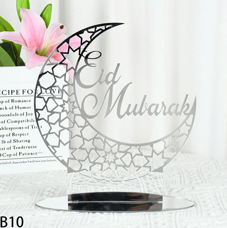 Eid Mubarak Table Ornaments Gold Star Moon Ramadan Kareem Home Decoration 2024 Islamic Muslim Home Party Decor Eid Al-fitr Gifts