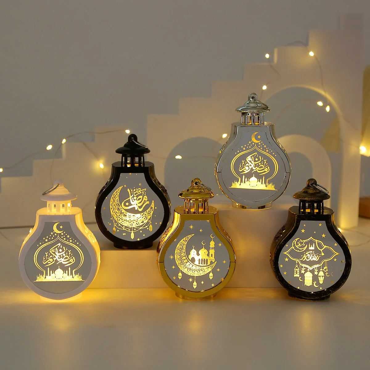 Ramadan Decor Lantern Night Light Eid Mubarak Decor for Islamic Muslim Festival Ramadan Decor Electronic Candle