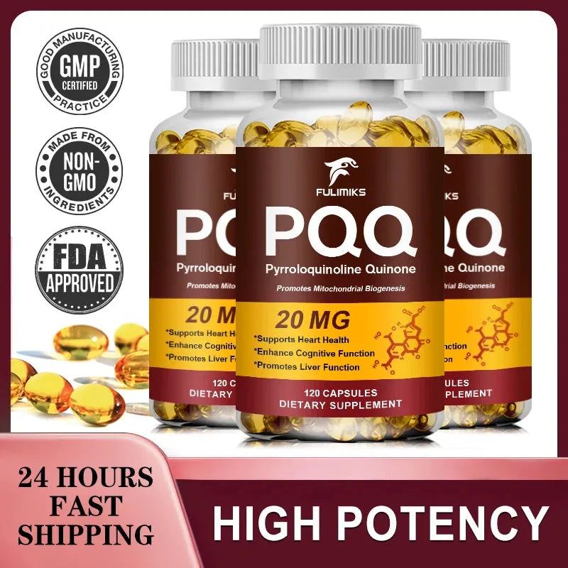 PQQ Supplement 20 mg - Pyrroloquinoline Quinone - Promotes Mitochondrial Biogenesis -Supports Heart & Brain Health -120 Capsules