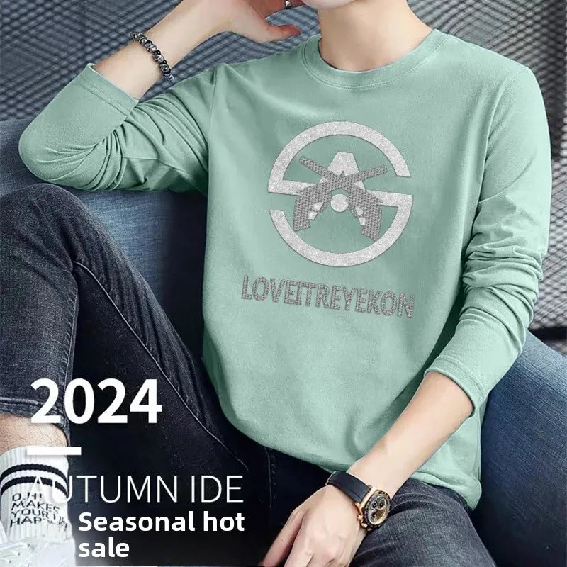 240g Double-Sided Long Sleeve T-Shirt 2024 Autumn Winter New Men's Women's Casual Solid Color Base Layer Top