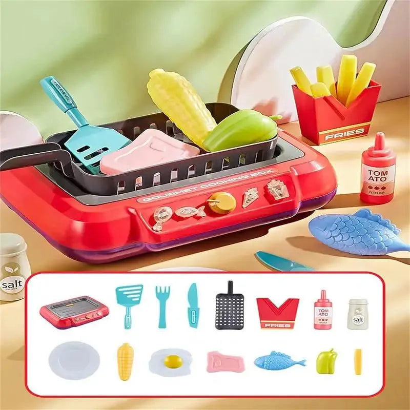 Kitchen Gourmet Cooking Box Toy Kitchen Play Box Toy For Kids Color Changing Pretend Play Gourmet Cooking Box Toy Water Fryer