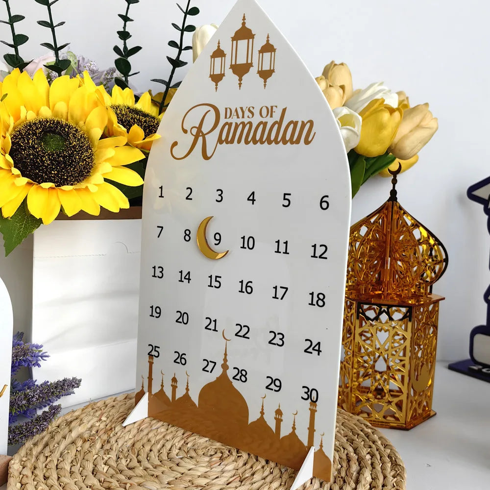 Acrylic Ramadan Countdown Calendar Gifts Day of Ramadan Calendar with Replacing Number 2025 Eid Mubarak Home Decoration Ornament