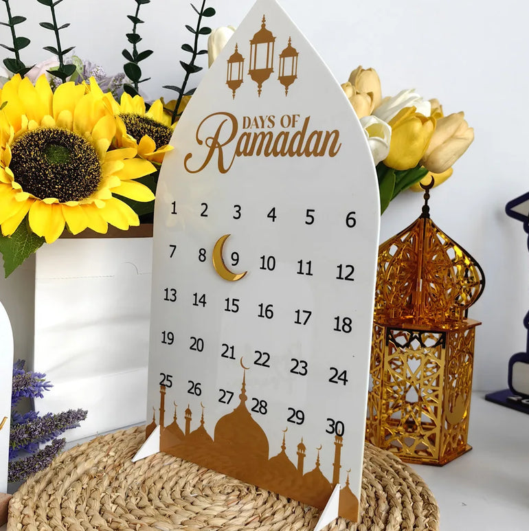 Acrylic Ramadan Countdown Calendar Gifts Day of Ramadan Calendar with Replacing Number 2025 Eid Mubarak Home Decoration Ornament