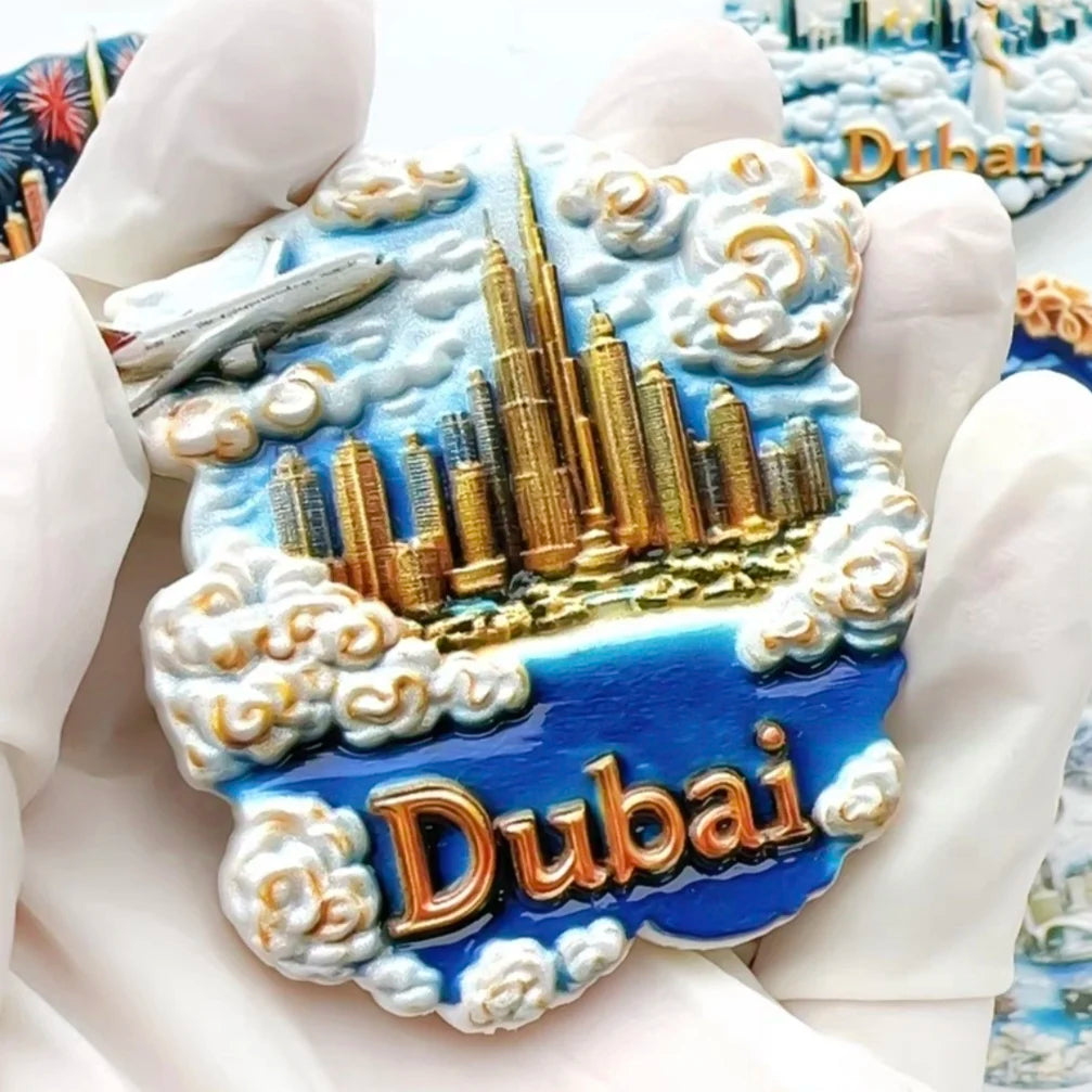 Asia The United Arab Emirates Dubai Resin 3D Fridge Magnets Tourism Souvenir Refrigerator Sticker Handicraft Gift Decoration