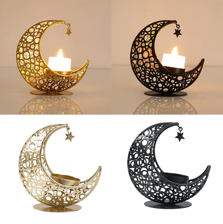 Ramadan Decor Moon Candlestick EID Mubarak Decor 2025 Home Candle Holder Ramadan Kareem Islamic Muslim Party Eid Al Adha Gifts