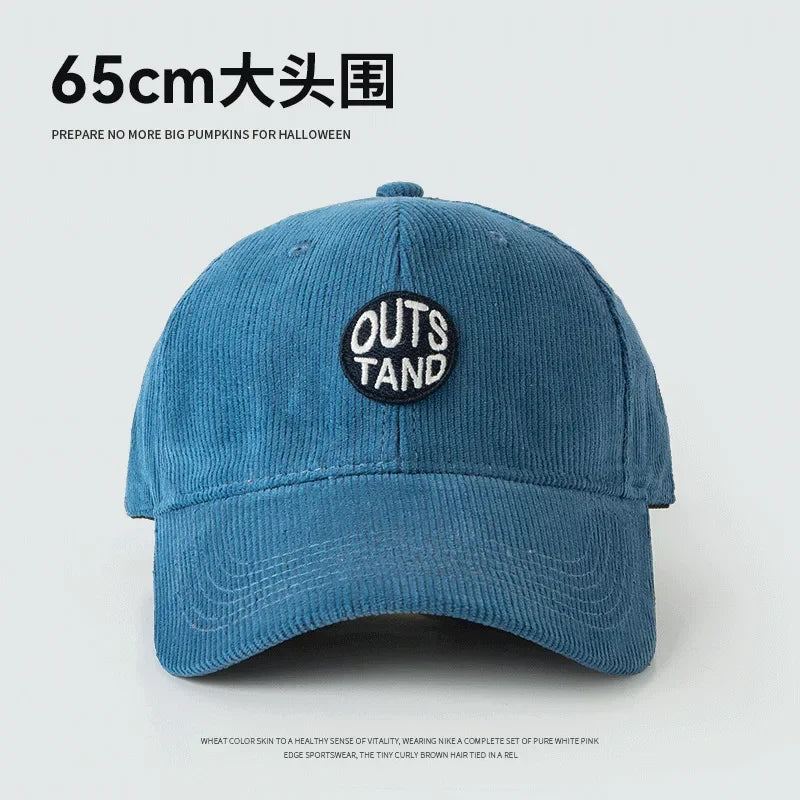 Big Head Baseball Caps for Men Corduroy Warmth Windproof Autumn Winter Embroidered Hat Women Snapback Cap Trucker Hat Gorras