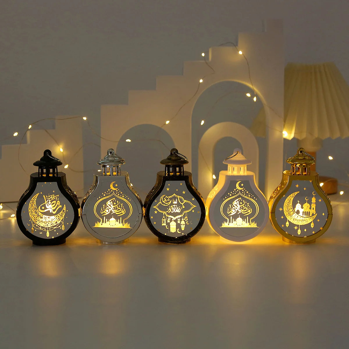 Ramadan Decor Lantern Night Light Eid Mubarak Decor for Islamic Muslim Festival Ramadan Decor Electronic Candle