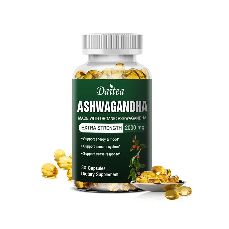 Daitea Organic Ashwagandha Extract Capsules 2000mg for Mood, Sleep, Energy Support - Antioxidant Supplement