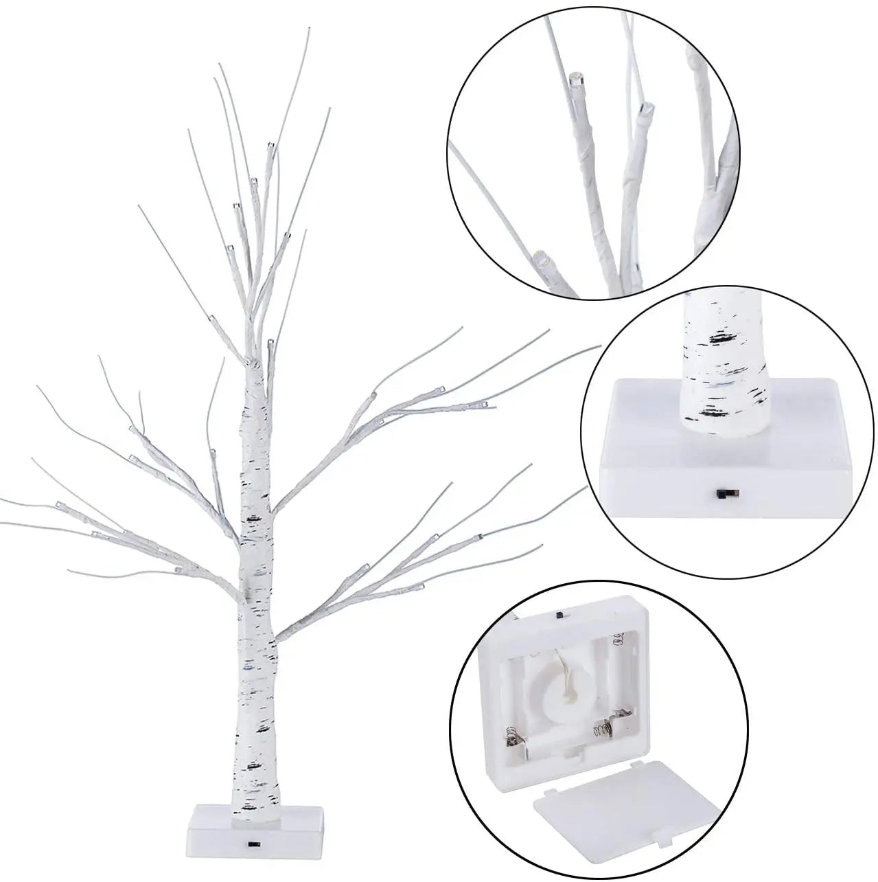 60cm Ramadan Decoration White Birch Tree with LED Lights EID Mubarak Table Home Decorations Islamic Muslim Kareem Party Supplies