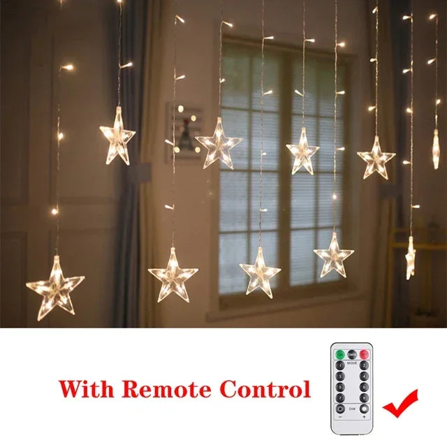 Star Moon Led Curtain Garland String Light EID Mubarak Ramadan Decoration for Christmas Home 2025 Islam Muslim E