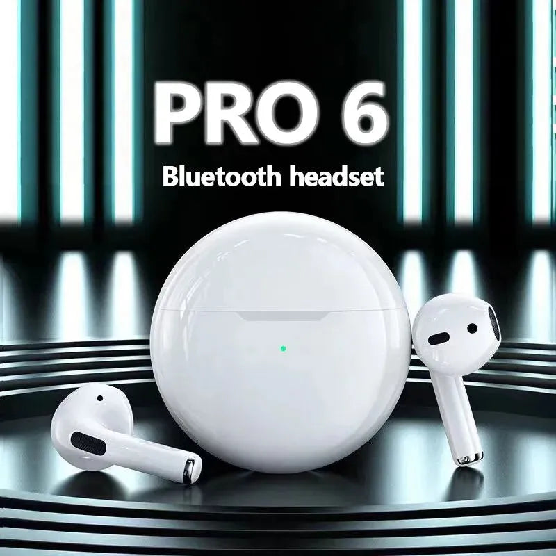 PRO 6 Wireless Bluetooth Headset 5.0 Bluetooth Protocol Earplug Type Strong Endurance Gaming Competitive Headphones TWS Running