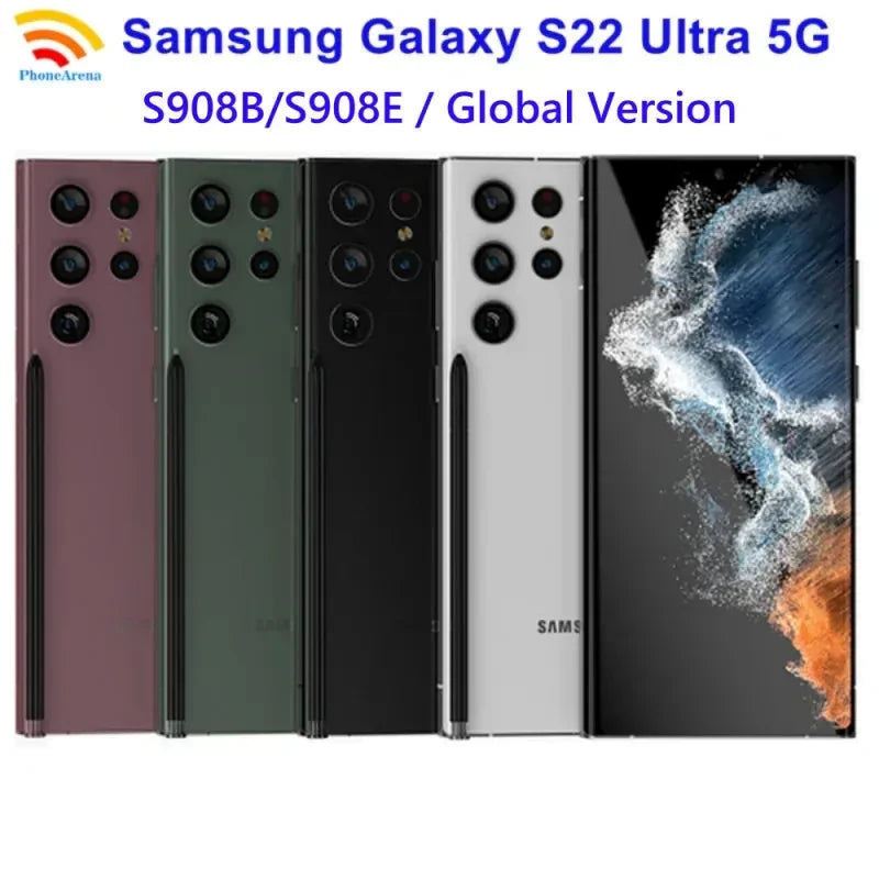 Samsung Galaxy S22 Ultra S908B S908E 6.8" Global Version 1 Sim+1 eSIM 8/12GB RAM 128/256/512GB ROM S Pen NFC Original Cell Phone