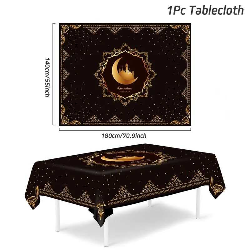 Eid Mubarak Table Runner Ramadan Tablecloths Ramadan Kareem Decoration for Home 2025 Islamic Muslim Party Eid Al Adha Gifts