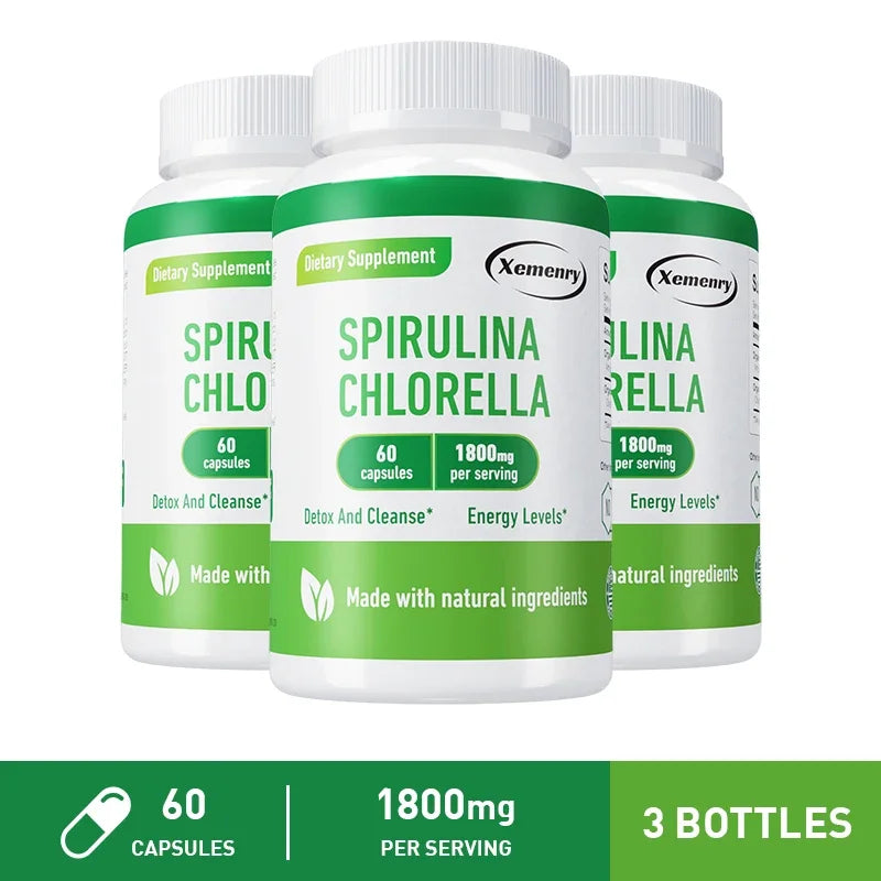 Spirulina Chlorella Capsules - Used for Immunity, Antioxidants, and Energy Support, Antioxidant