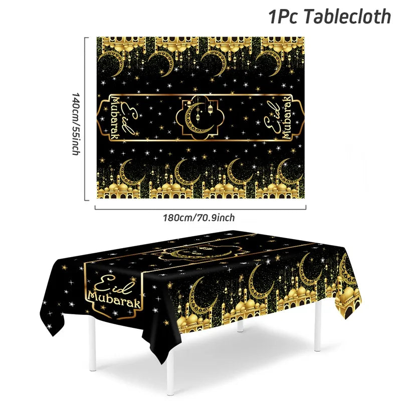 Eid Mubarak Table Runner Ramadan Tablecloths Ramadan Kareem Decoration for Home 2025 Islamic Muslim Party Eid Al Adha Gifts