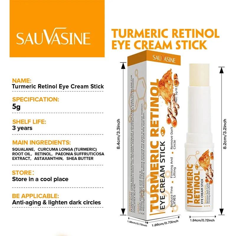 Turmeric Eye Cream Stick Remove Dark Circles Fat Brightening Eyes Anti-Puffiness Lift Firming Fine Lines Eye Care