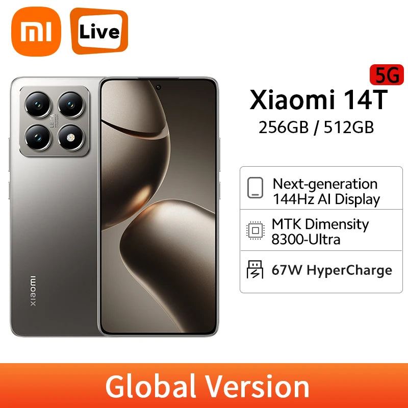 Global Version Xiaomi Mi 14T 5G NFC Smartphone MTK Dimensity 8300-Ultra 144Hz AMOLED Display 50MP Leica Camera 67W HyperCharge