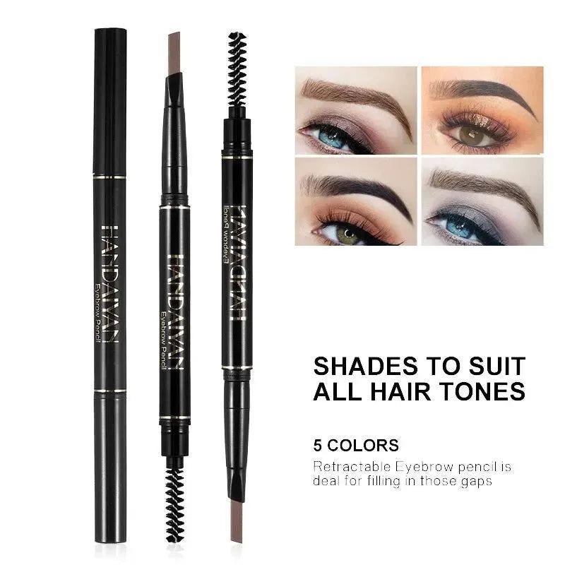 Waterproof Eyebrow Pencil Dark Brown, Premium Eye Brow Pencil Brn with Spoolie Brush, Longwearing for Perfect Brows