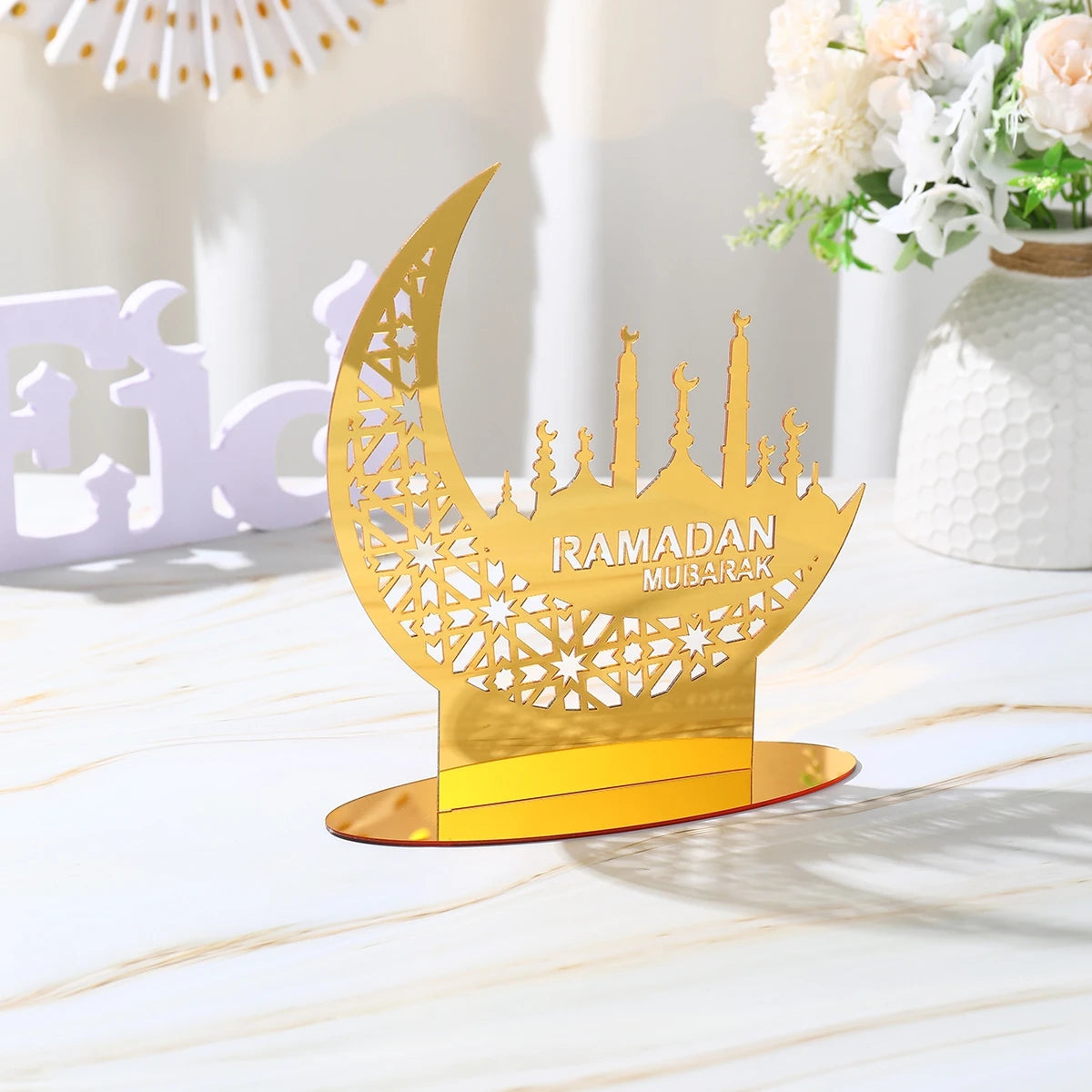 Ramadan Mubarak Acrylic Ornaments Ramadan Kareem Decoration 2025 Eid Mubarak Islamic Muslim Party Decor Eid Al-Fitr Supplies