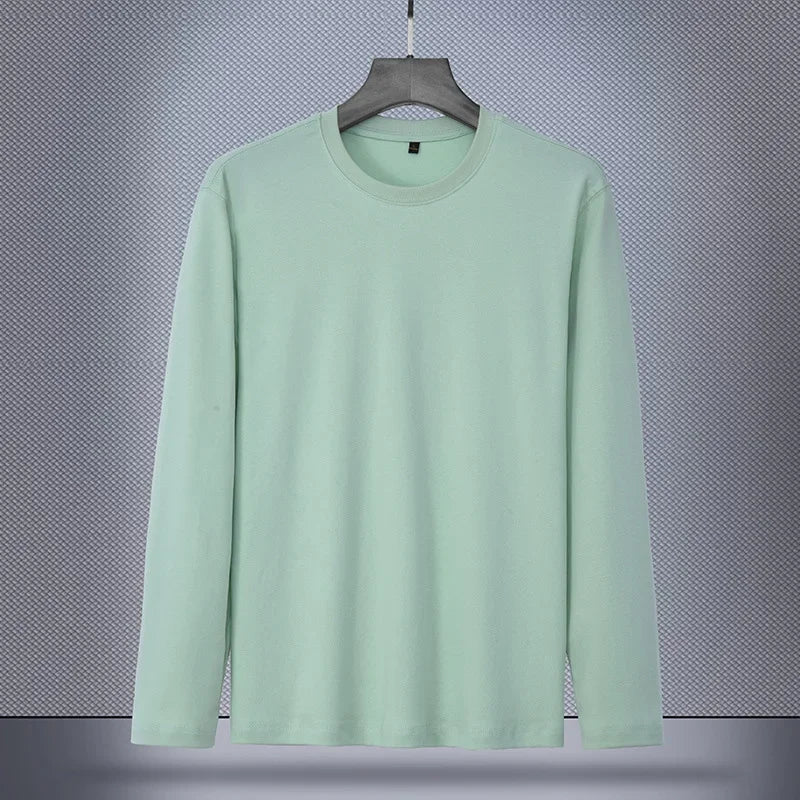 240g Double-Sided Long Sleeve T-Shirt 2024 Autumn Winter New Men's Women's Casual Solid Color Base Layer Top