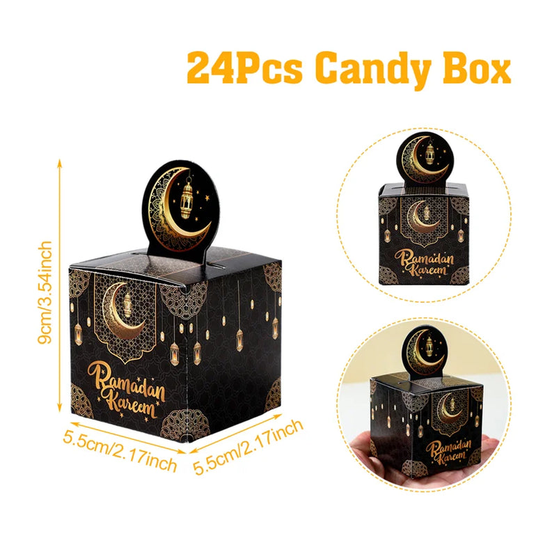 EID Mubarak Decor Triangle Candy Boxes Ramadan Decor 2025 Gift Box Ramadan Kareem Islamic Muslim Party Eid Al Adha Gifts