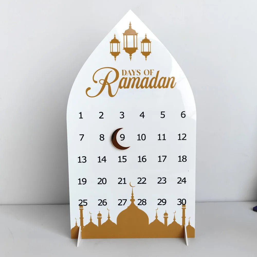 Acrylic Ramadan Countdown Calendar Gifts Day of Ramadan Calendar with Replacing Number 2025 Eid Mubarak Home Decoration Ornament