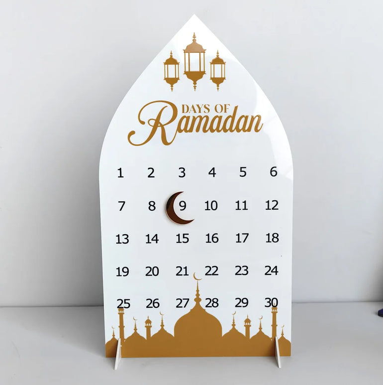 Acrylic Ramadan Countdown Calendar Gifts Day of Ramadan Calendar with Replacing Number 2025 Eid Mubarak Home Decoration Ornament