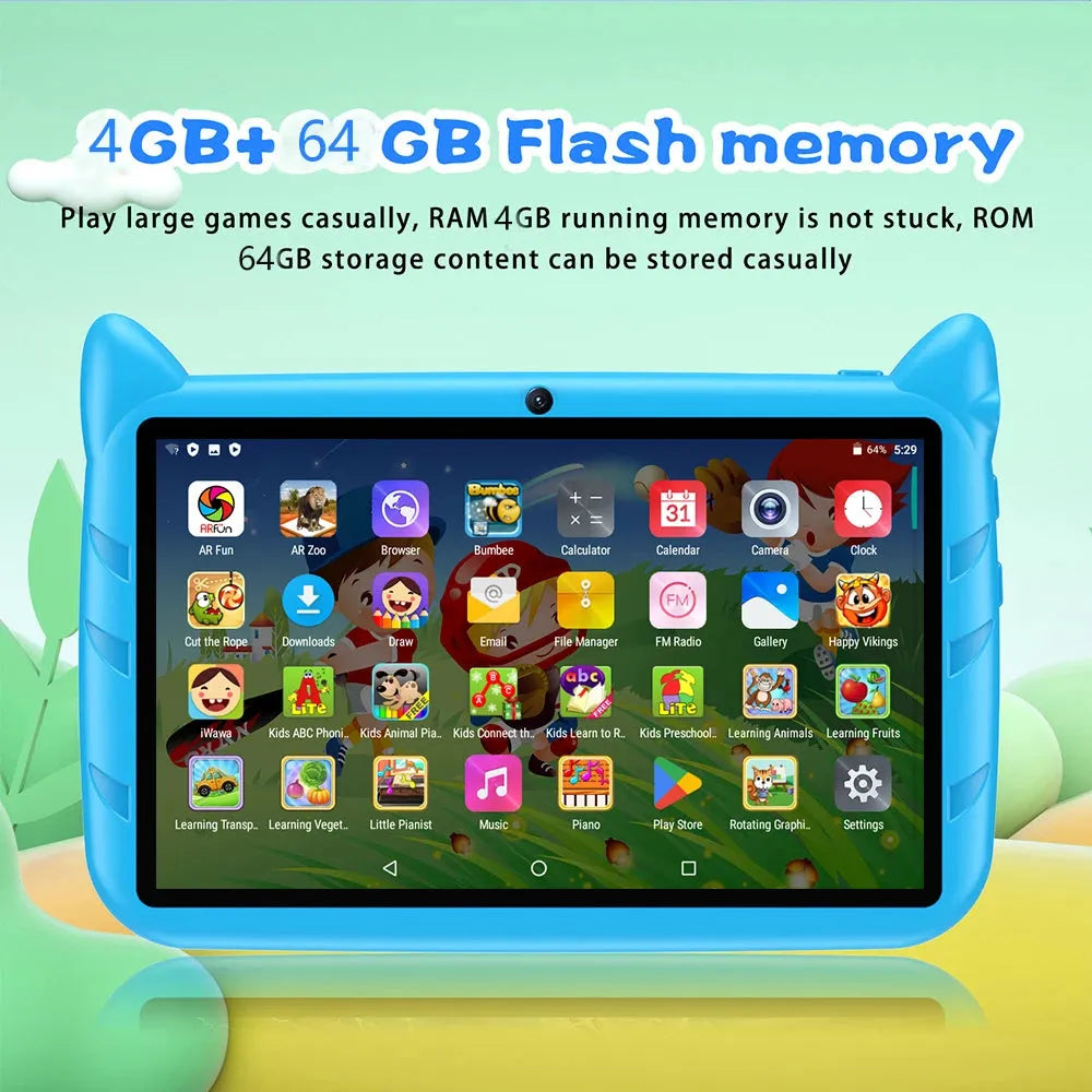 New 7 Inch Global Version 5G WiFi Kids Tablets Quad Core Android Learning Education Tablet PC 4GB RAM 64GB ROM Children's Gifts