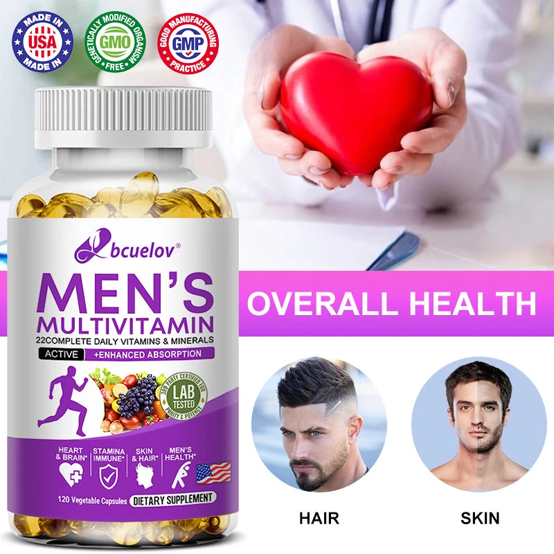 Vitamin Mineral Supplements for Men - Vitamin ABCDEK Magnesium Calcium Zinc Supports Skin Hair Nails Immunity