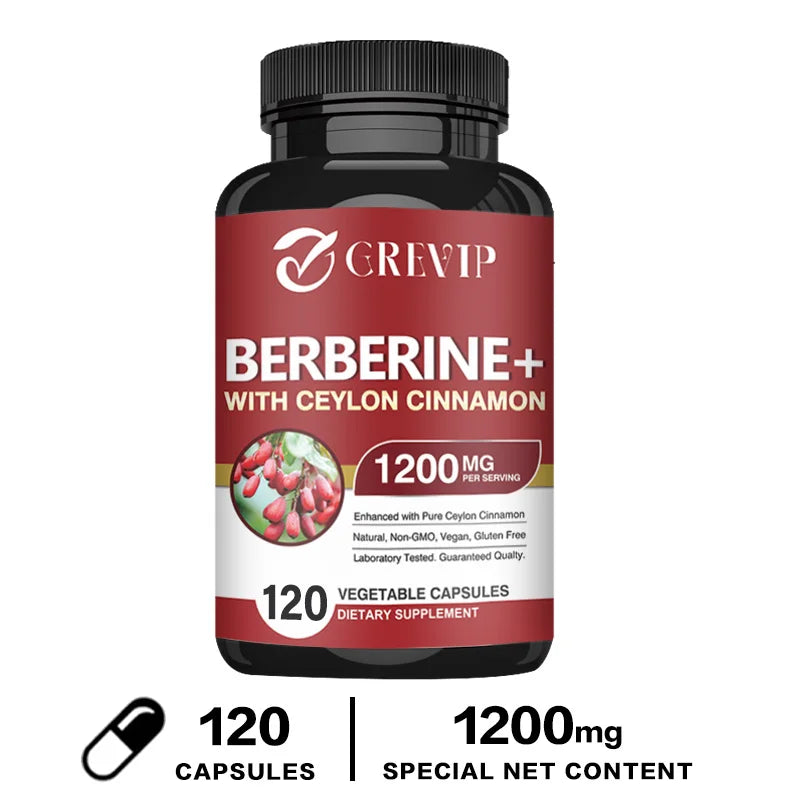 Berberine with Ceylon Cinnamon Capsules - Cardiovascular and Digestive Health, Supports Immune System, Antioxidant