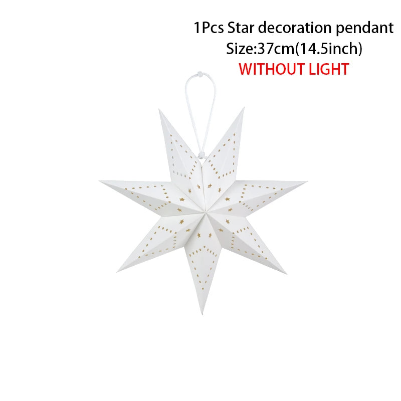 35/45/75cm Hollow Out Star Hanging Pendant Eid Mubarak Decorative Home Islam Muslim Light Paper Lantern Stars Lampshade Decor