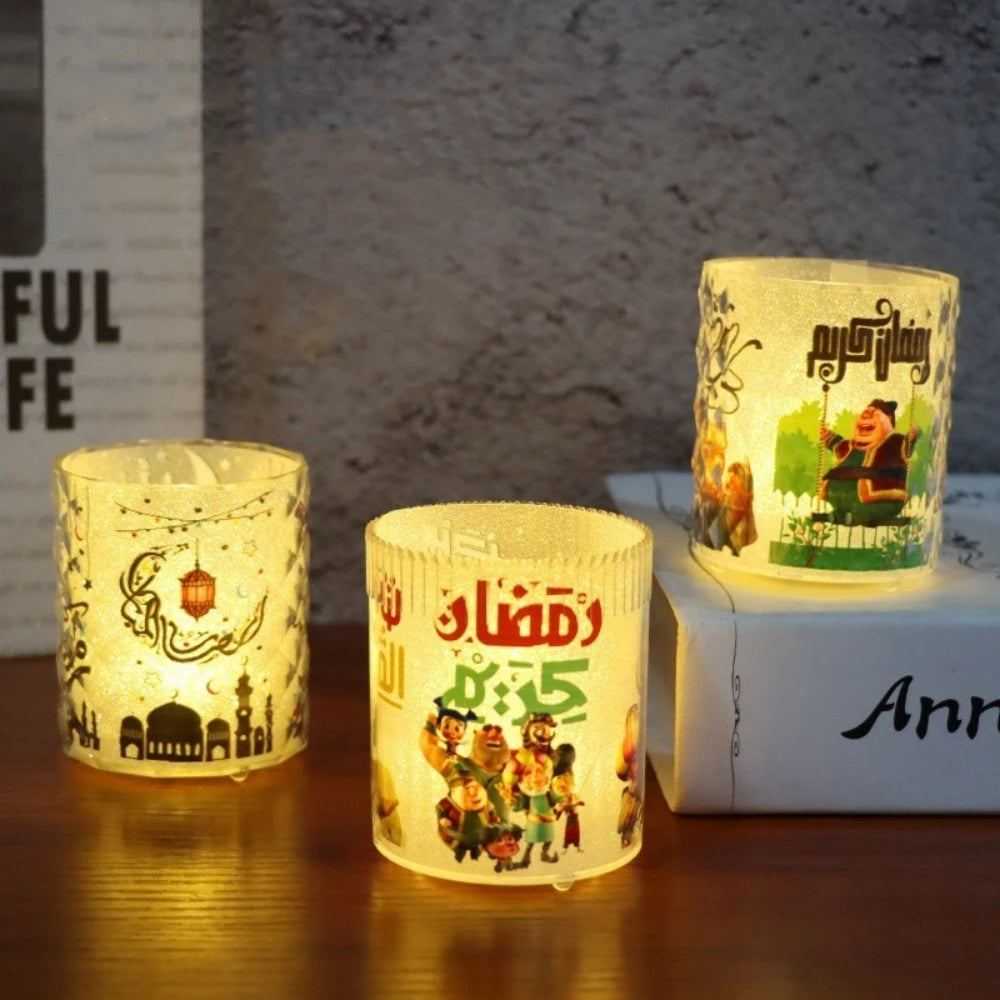 3Pcs Ramadan Kareem Led Candle Light Eid Mubarak Decor for Home Islamic Muslim Party Favors Supply Eid Al-Fitr Ornaments Lantern