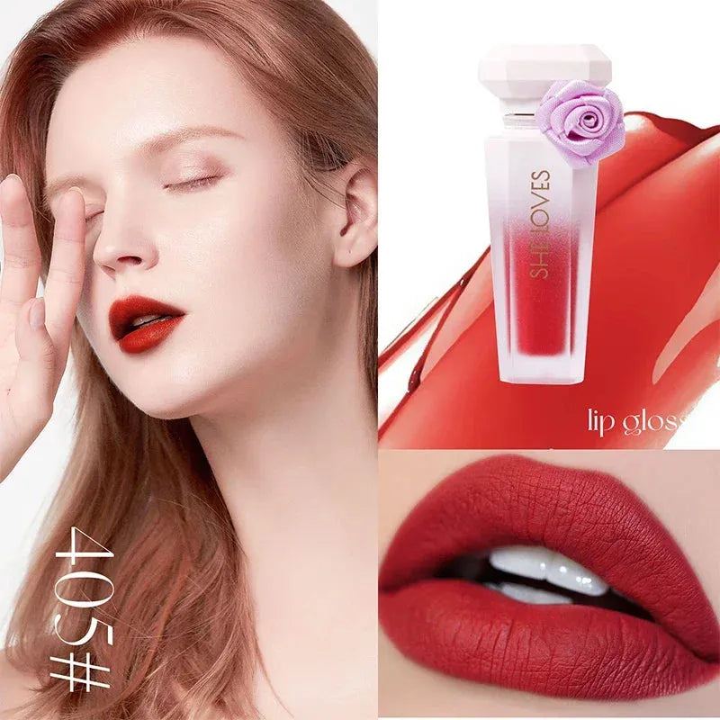 Matte Lipstick Long Lasting Lipstick Rose Silky Lip Tint Oil Moisturizing Lipstick