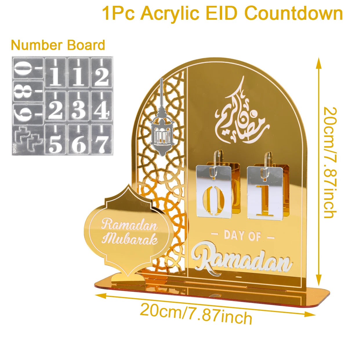 Acrylic Ramadan Countdown Calendar Ornaments Gifts Eid Mubarak Ramadan Decor For Home 2025 Kareem Islamic Muslim Party Supplies