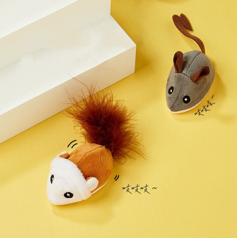 Smart Cat Toy Interactive Running Mouse Cat Teaser Feather Toys Electric Random Moving Simulation Mice Kitten Squeak Plush Toys - Jointcorp