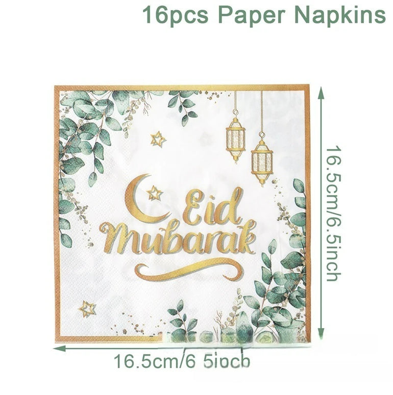 Eid Mubarak Tableware Set Ramadan Decoration 2025 Baby Disposable Tableware Jungle Safari Theme Paper Plate Cup