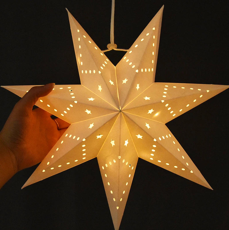 Hollow Star Hanging Pendant Eid Mubarak Ramadan Kareem Decoration Lantern 2024 Islamic Muslim Party Supplies Christmas Birthday