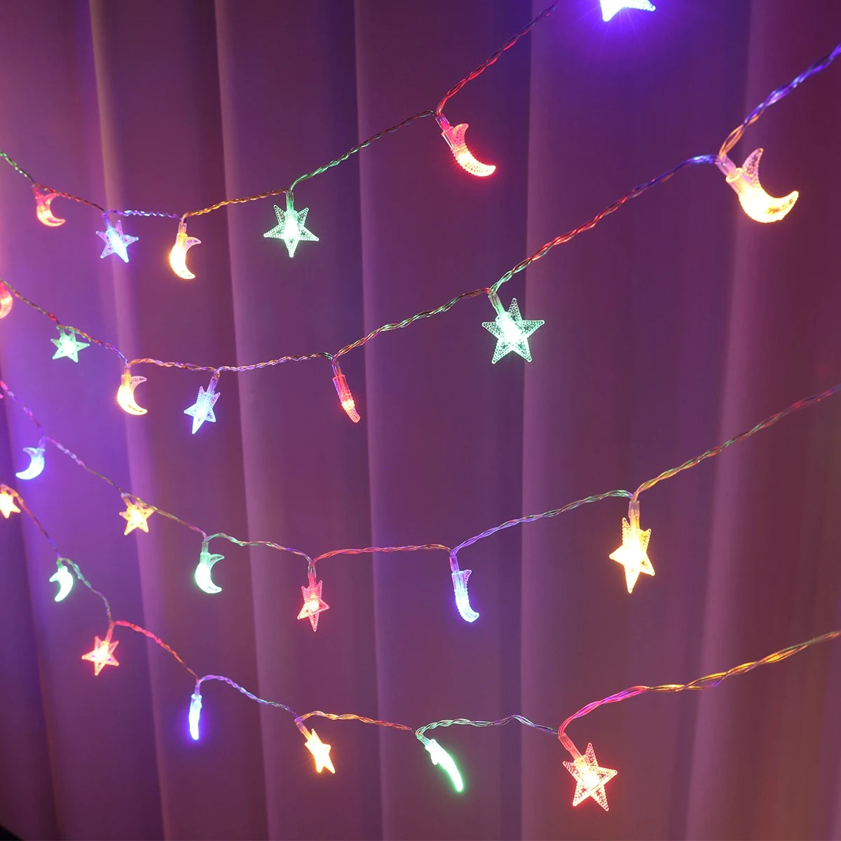 EID Mubarak LED String Lights Islam Muslim Festival Party Moon Star String Lights Ramadan Decoration 2025 for Home Al-Fitr Gifts