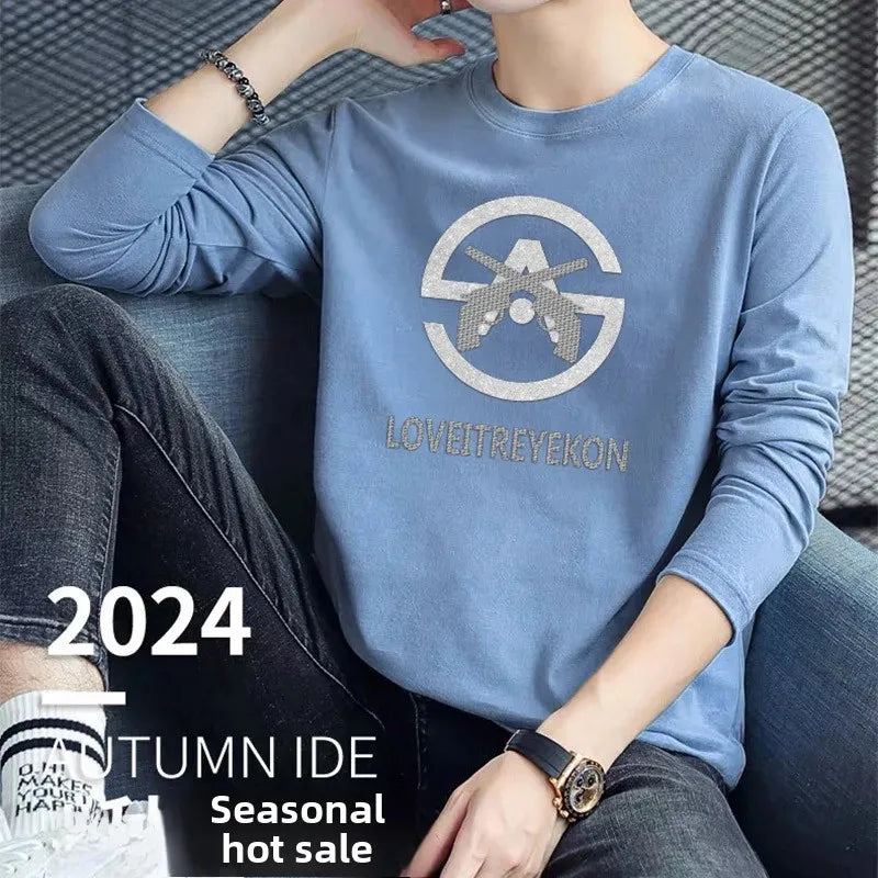 240g Double-Sided Long Sleeve T-Shirt 2024 Autumn Winter New Men's Women's Casual Solid Color Base Layer Top