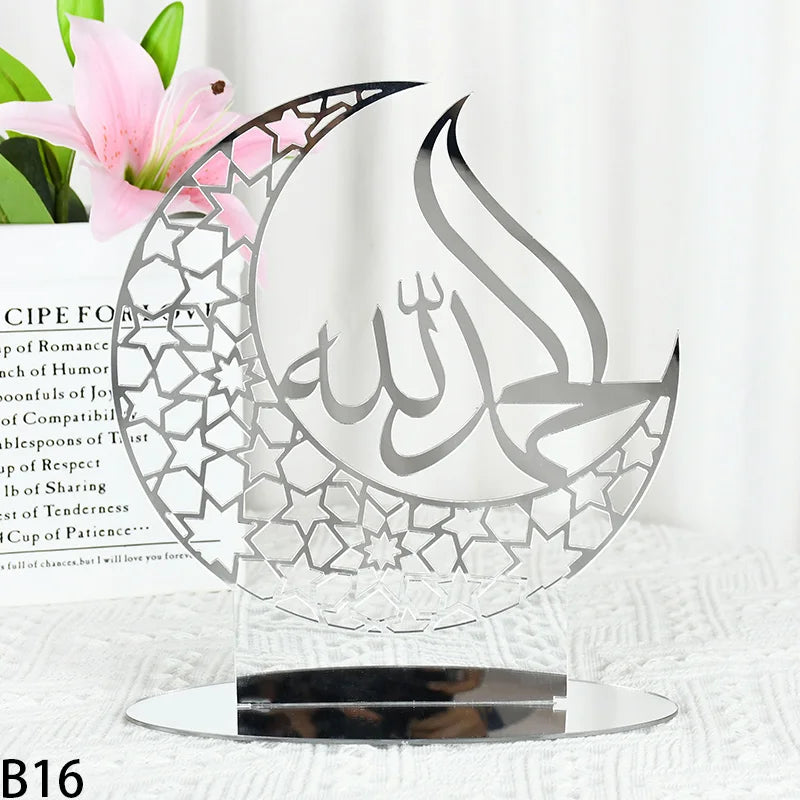 Eid Mubarak Table Ornaments Gold Star Moon Ramadan Kareem Home Decoration 2024 Islamic Muslim Home Party Decor Eid Al-fitr Gifts