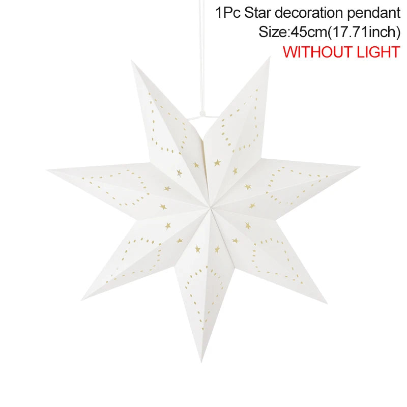 Hollow Star Hanging Pendant Eid Mubarak Ramadan Kareem Decoration Lantern 2024 Islamic Muslim Party Supplies Christmas Birthday