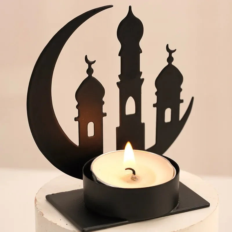 Eid Mubarak Candle Holder Metal Ramadan Home Decoration 2025 Room Dining Table Ornament Kareem Islam Muslim Party Supplies Gift