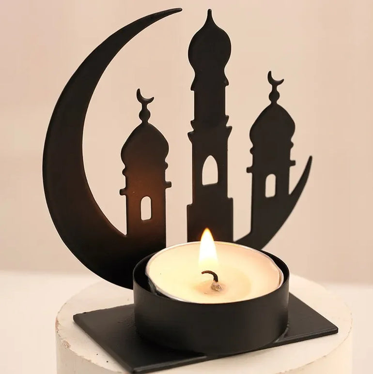 Eid Mubarak Candle Holder Metal Ramadan Home Decoration 2025 Room Dining Table Ornament Kareem Islam Muslim Party Supplies Gift