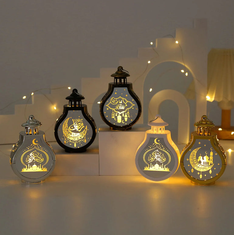 Ramadan Decor Lantern Night Light Eid Mubarak Decor for Islamic Muslim Festival Ramadan Decor Electronic Candle