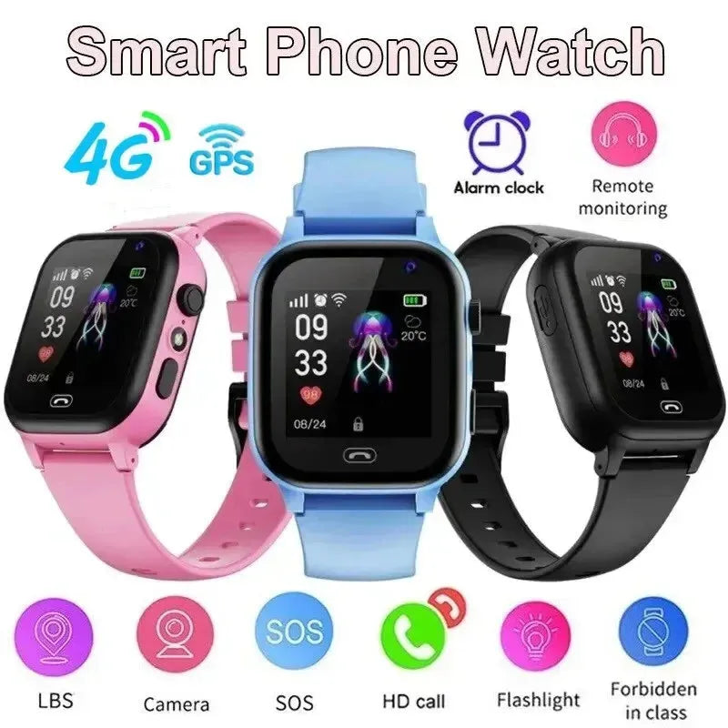2024 Kids 4G Smart Watch Sim Card Video Call SOS GPS Location Phone Watch Camera Location Tracker Waterproof Child Smartwatch
