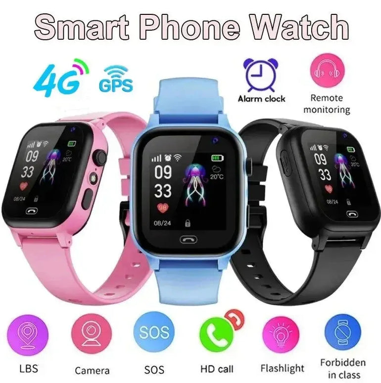 2024 Kids 4G Smart Watch Sim Card Video Call SOS GPS Location Phone Watch Camera Location Tracker Waterproof Child Smartwatch