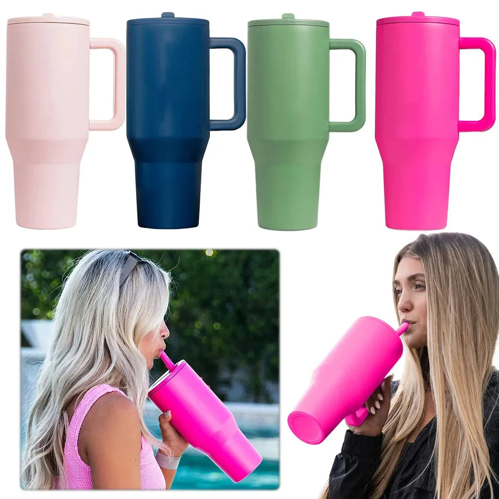 40oz Double Vacuum Insulated Mug with Lid & Straw Insulated Water Bottle Leakproof Thermal Coffee Car Cup for Cold Hot Beverages