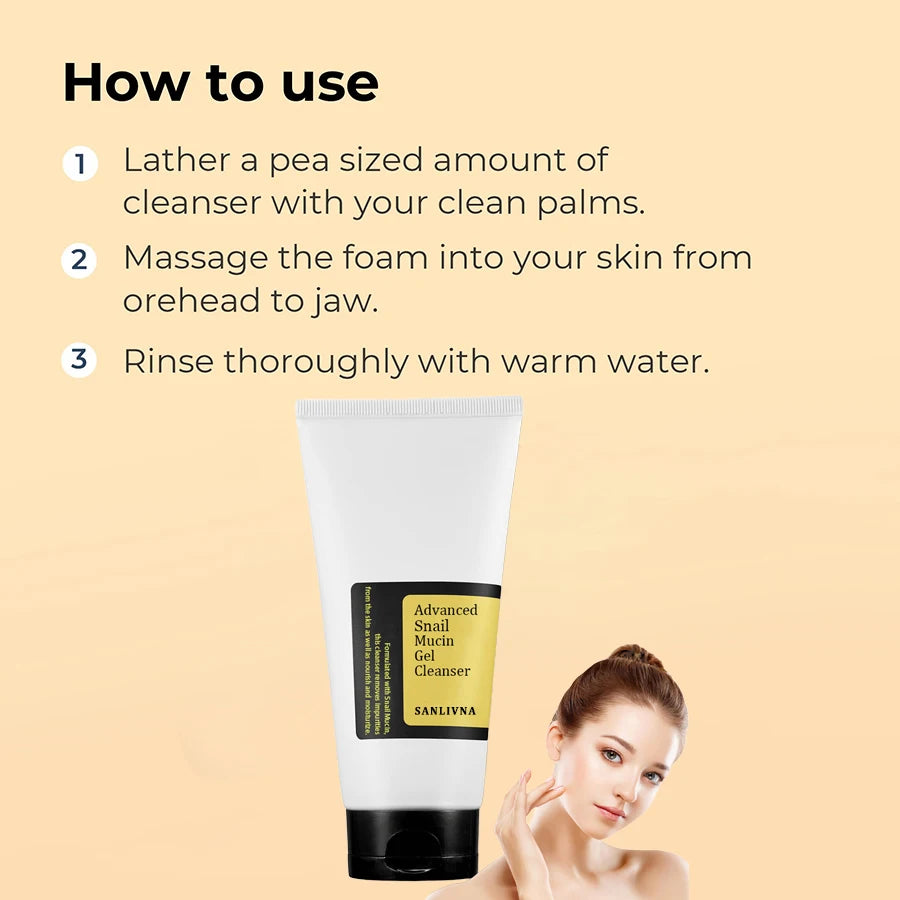 Advanced Snail Mucin Gel Facial Cleanser Clean Pores Moisturizing Moisturizing Cleanser Skin Care Christmas Gift